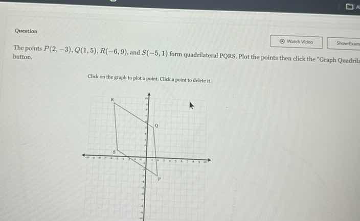 question the points $p(2, -3), q(1, 5), r(-6, 9)$, and $s(-5, 1)$ form …