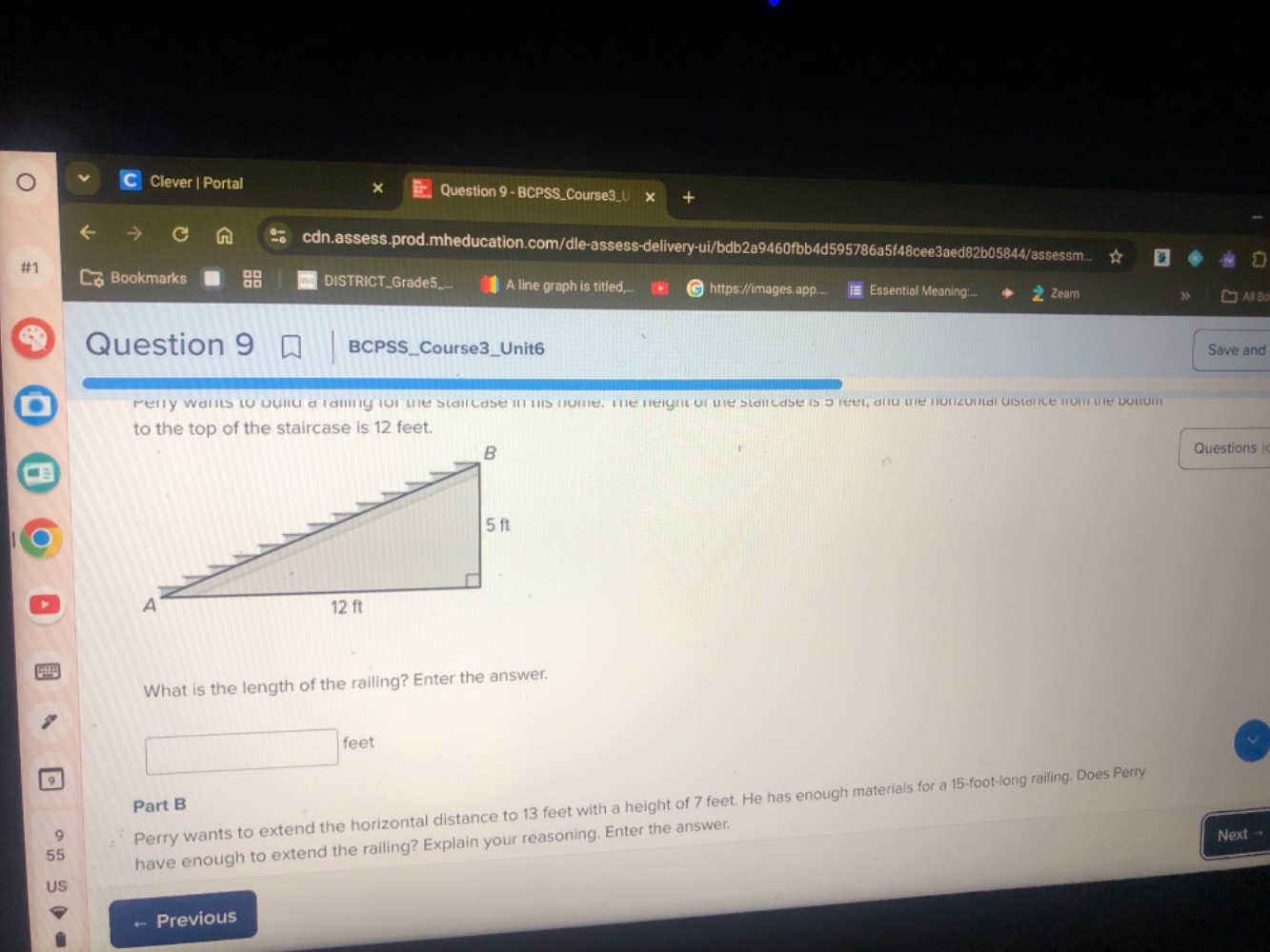 question 9 bcpss_course3_unit6 perry wants to build a railing for the s…