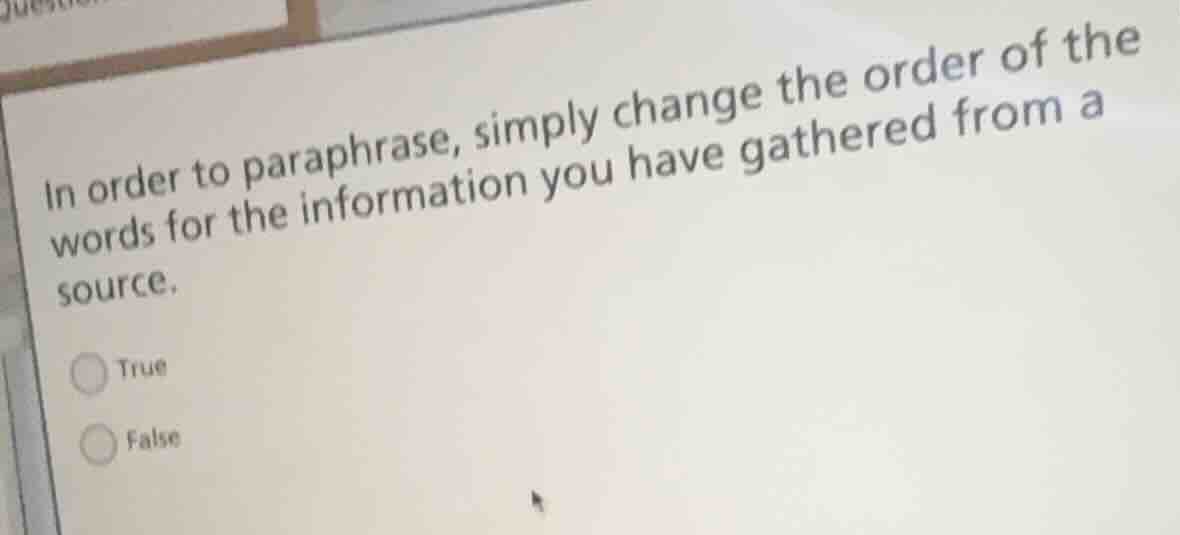 in order to paraphrase, simply change the order of the words for the in…