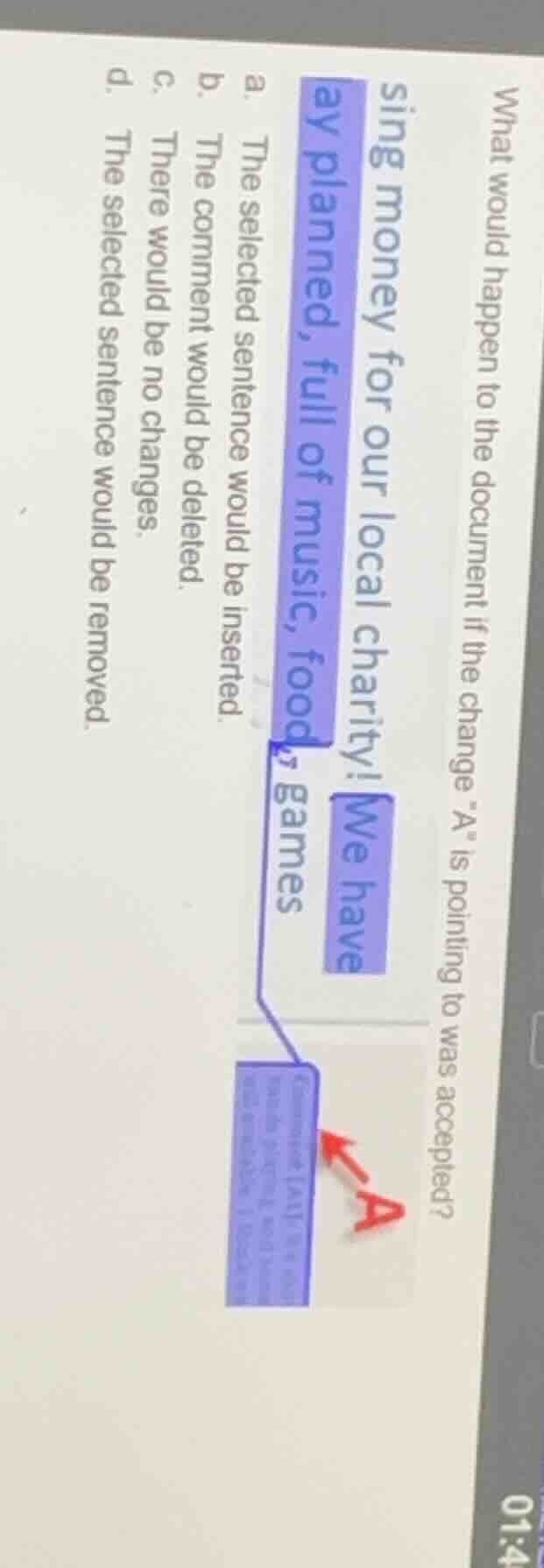 what would happen to the document if the change \a\ is pointing to was …