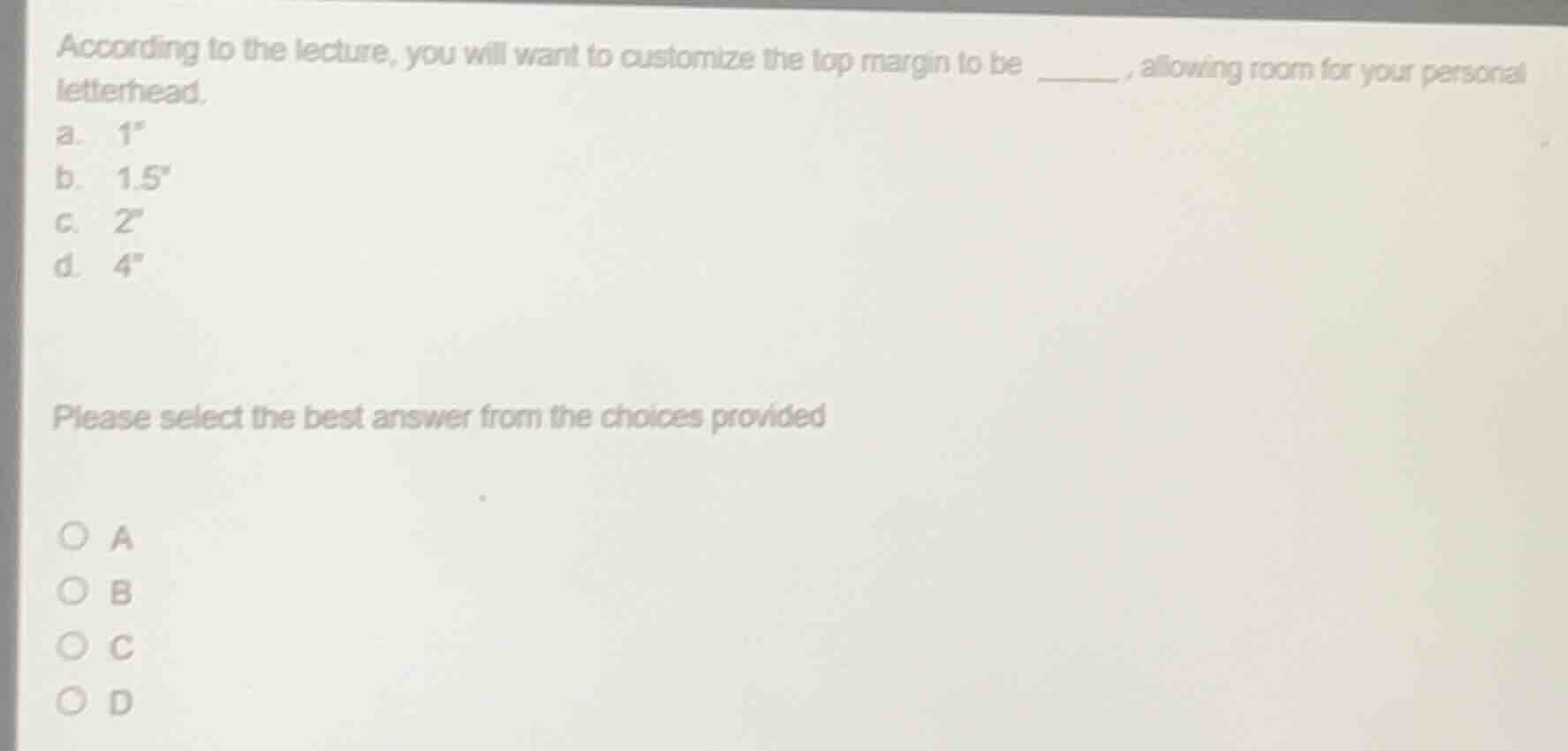 according to the lecture, you will want to customize the top margin to …