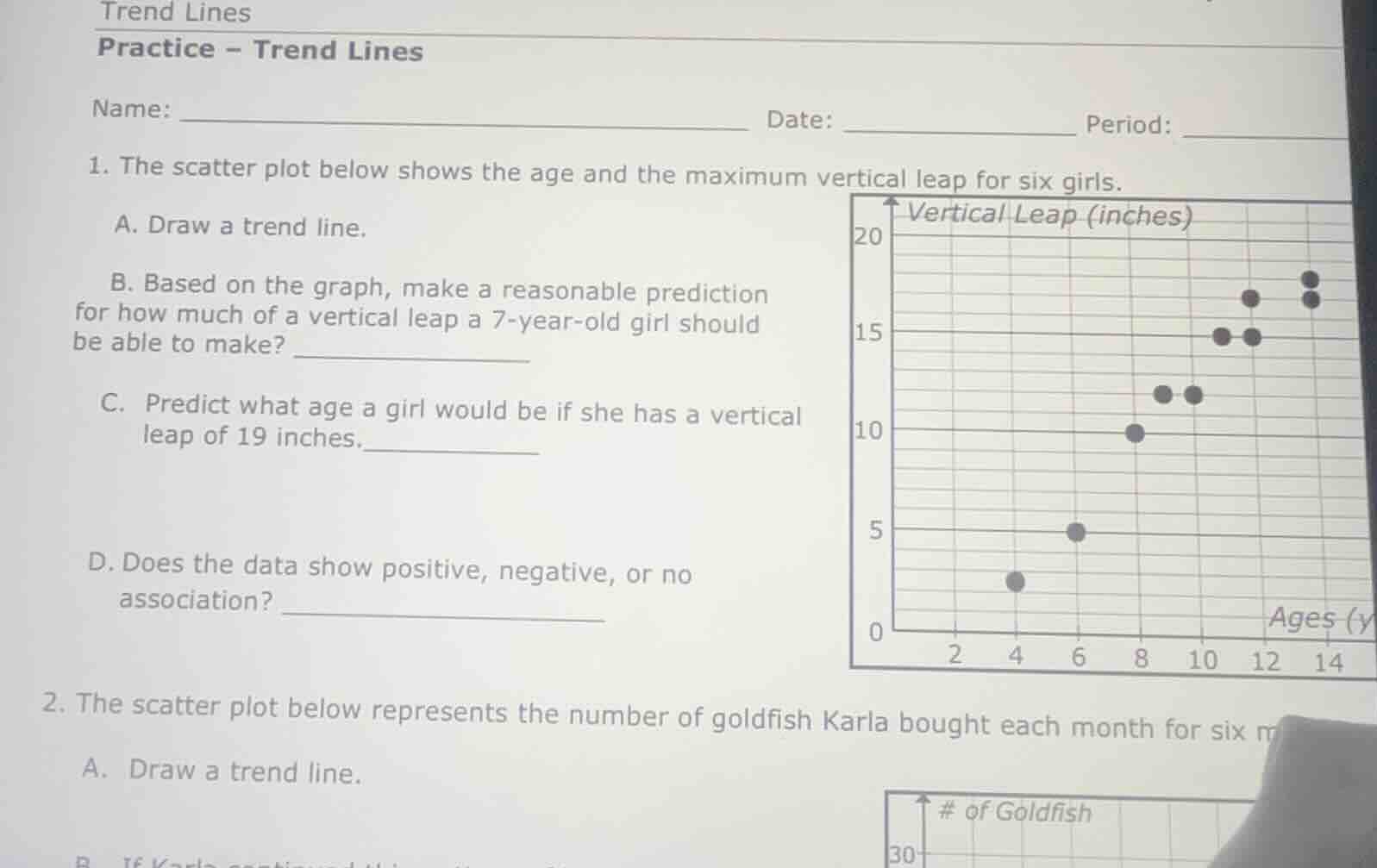 trend lines practice - trend lines name: ________________________ date:…