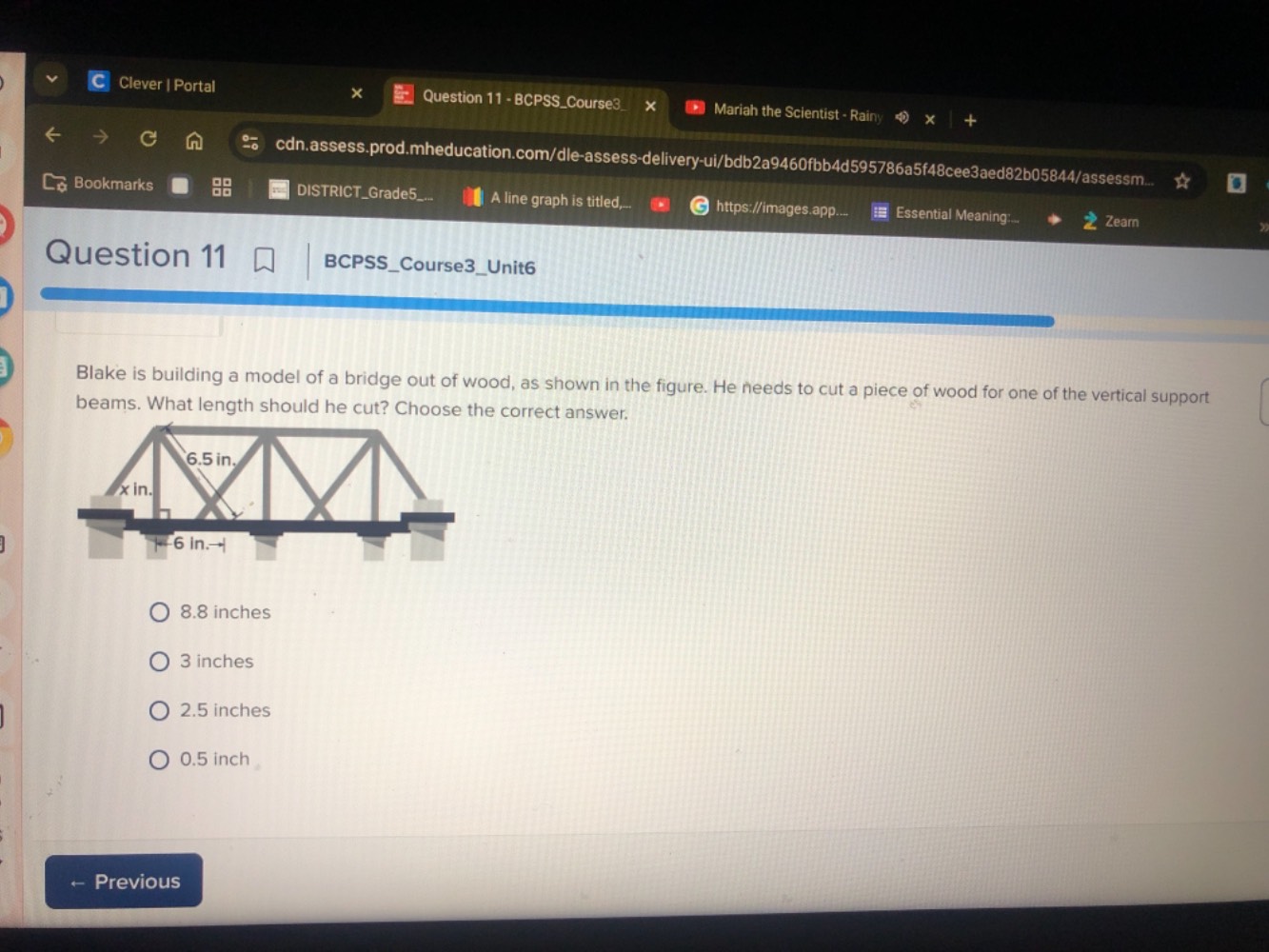 question 11 | bcpss_course3_unit6 blake is building a model of a bridge…