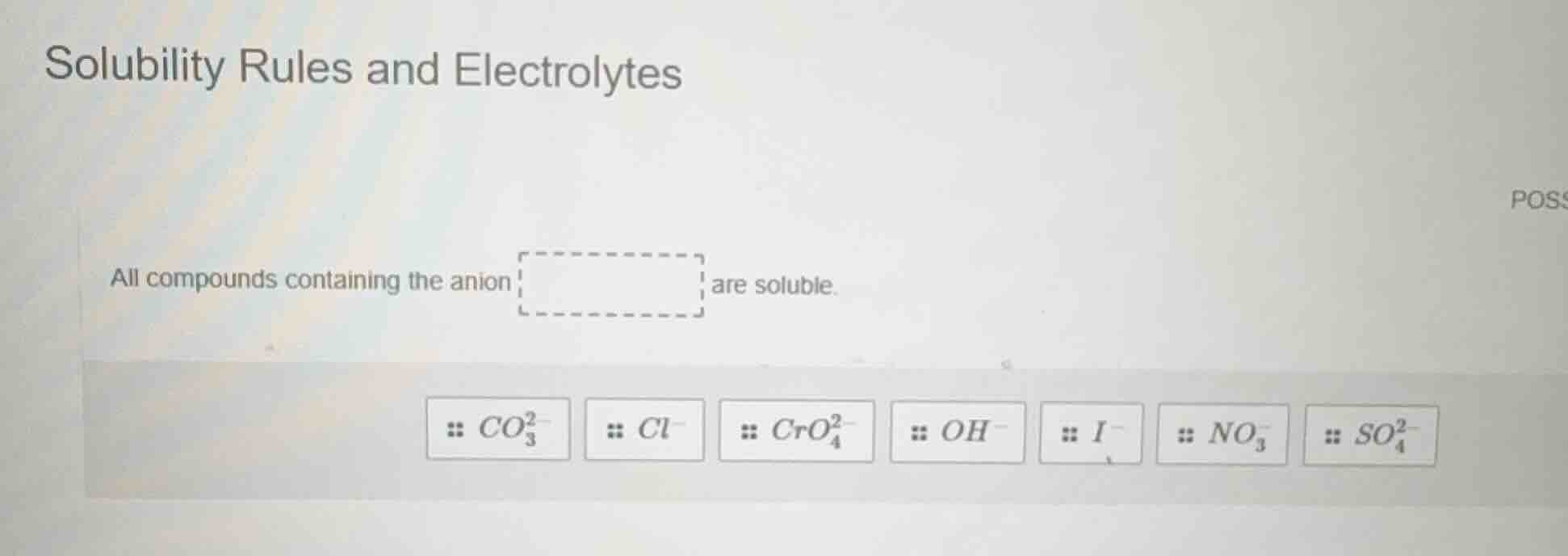solubility rules and electrolytes all compounds containing the anion ar…