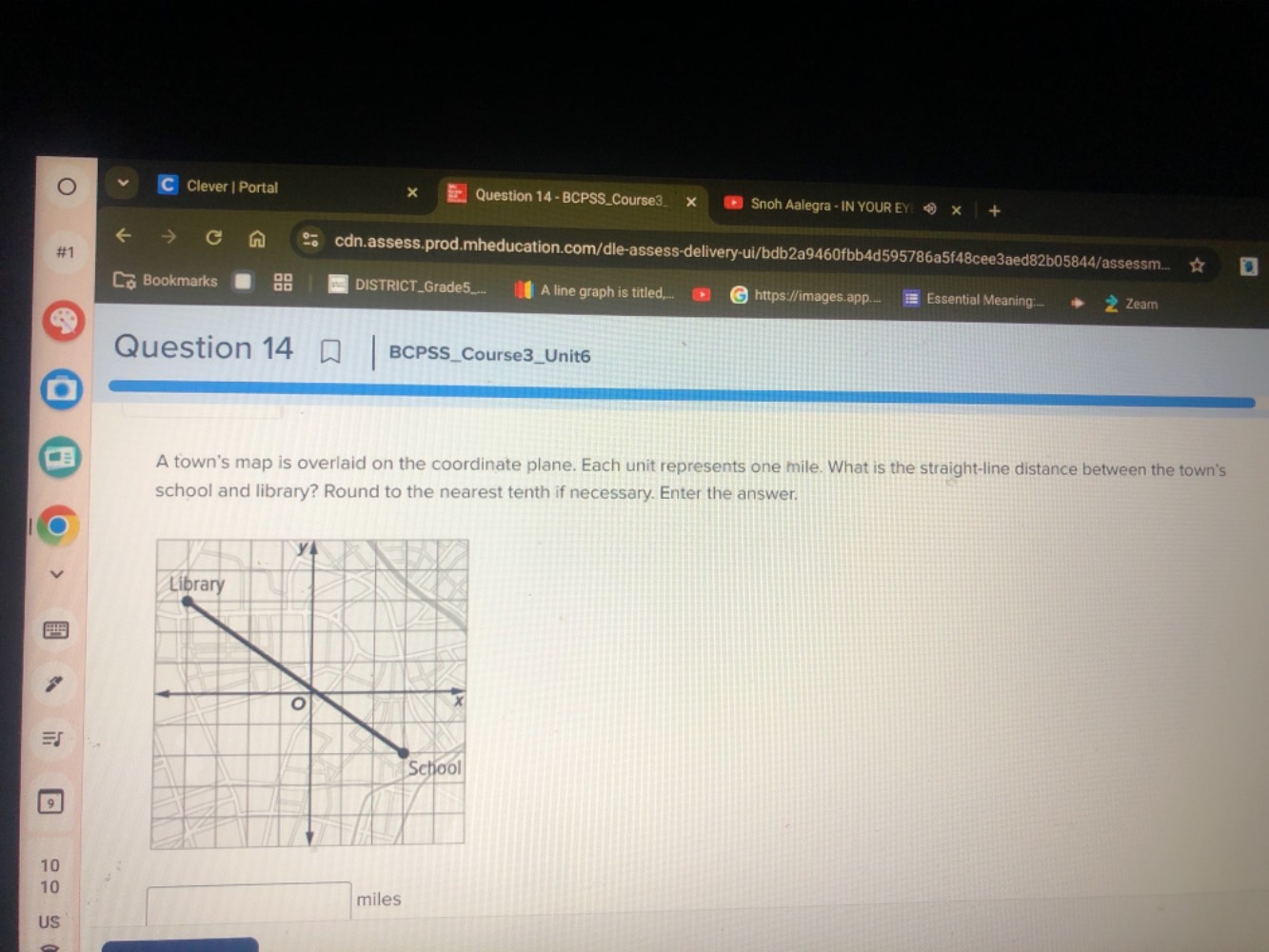 question 14 | bcpss_course3_unit6 a towns map is overlaid on the coordi…