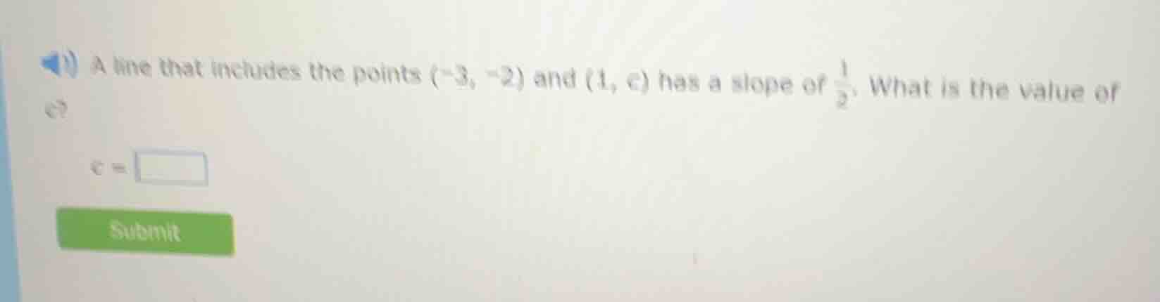a line that includes the points $(-3, -2)$ and $(1, c)$ has a slope of …