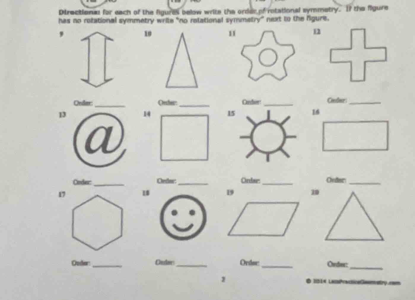 directions: for each of the figures below write the order of rotational…
