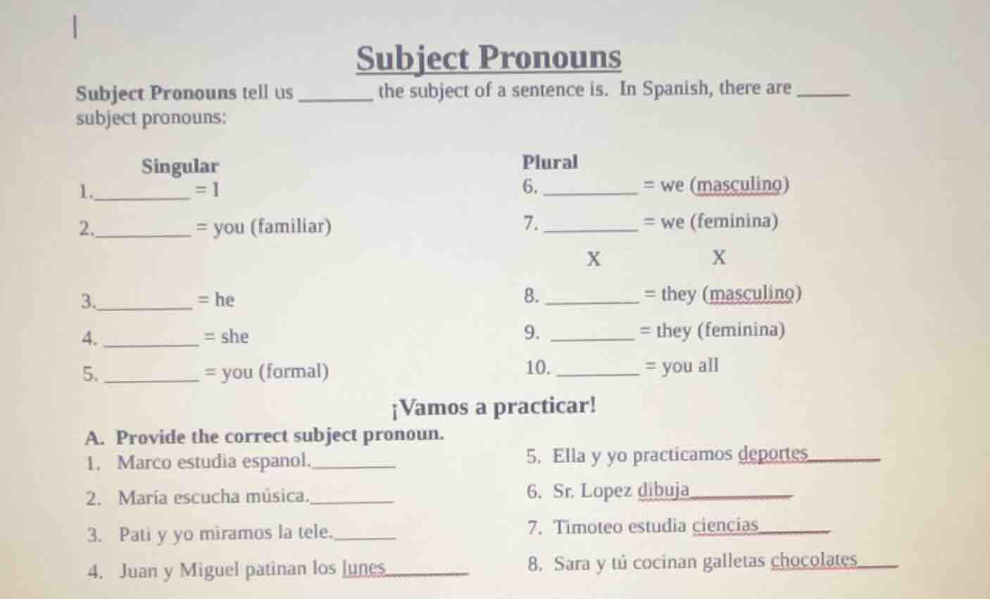 subject pronouns subject pronouns tell us ______ the subject of a sente…