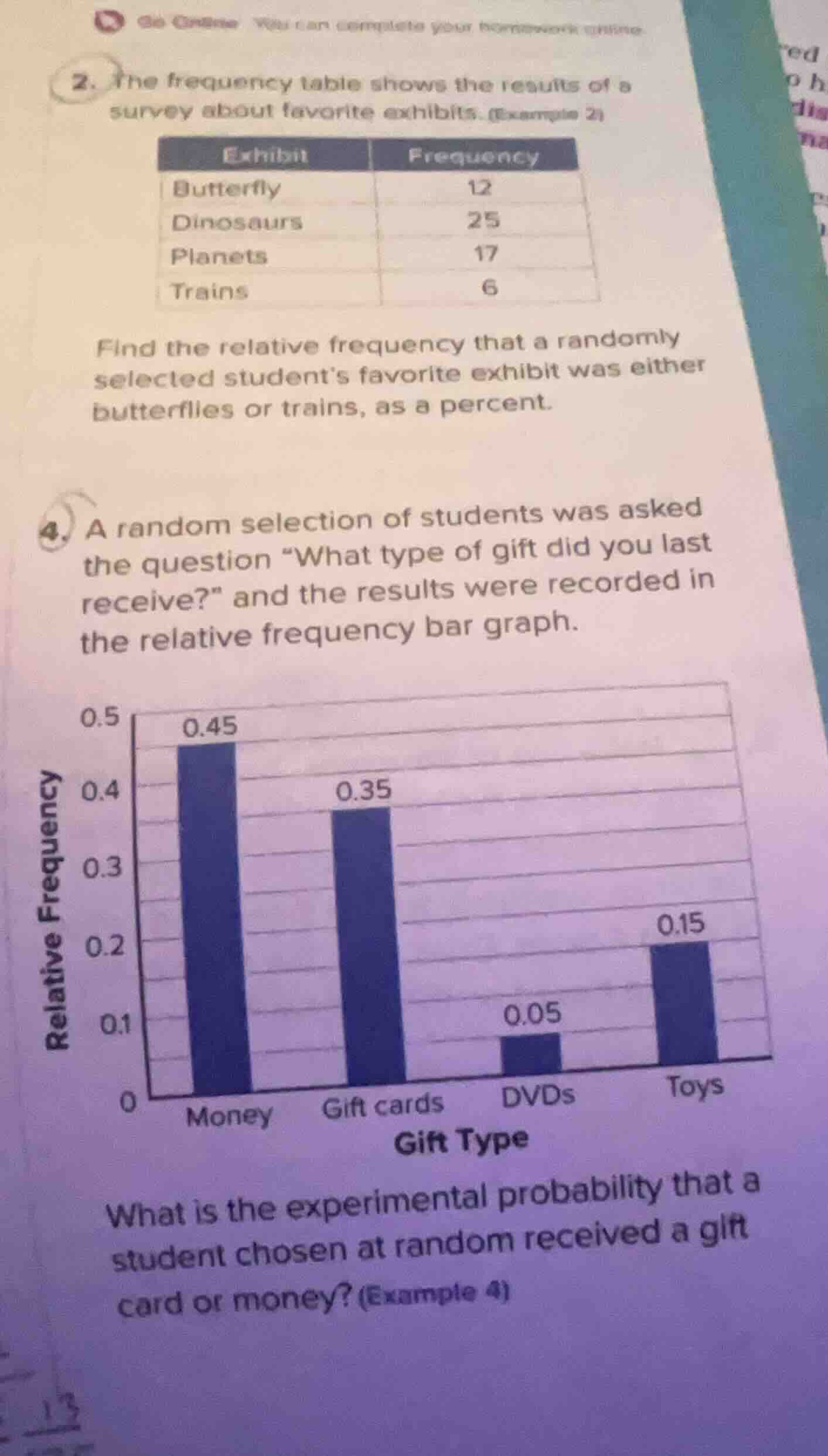 2. the frequency table shows the results of a survey about favorite exh…