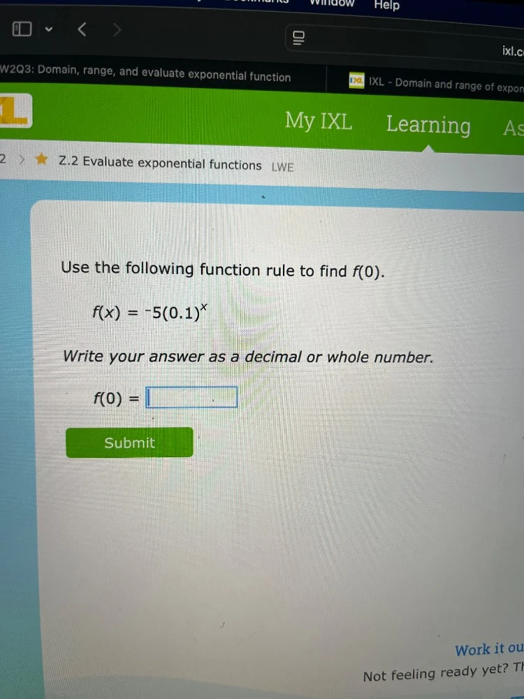w2q3: domain, range, and evaluate exponential function my ixl learning …