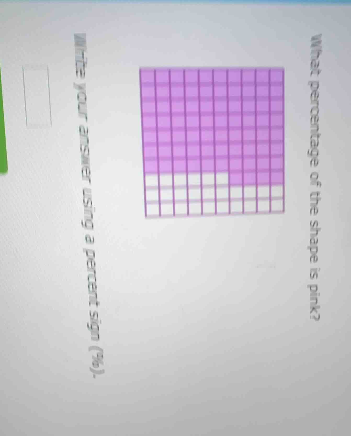 what percentage of the shape is pink? write your answer using a percent…