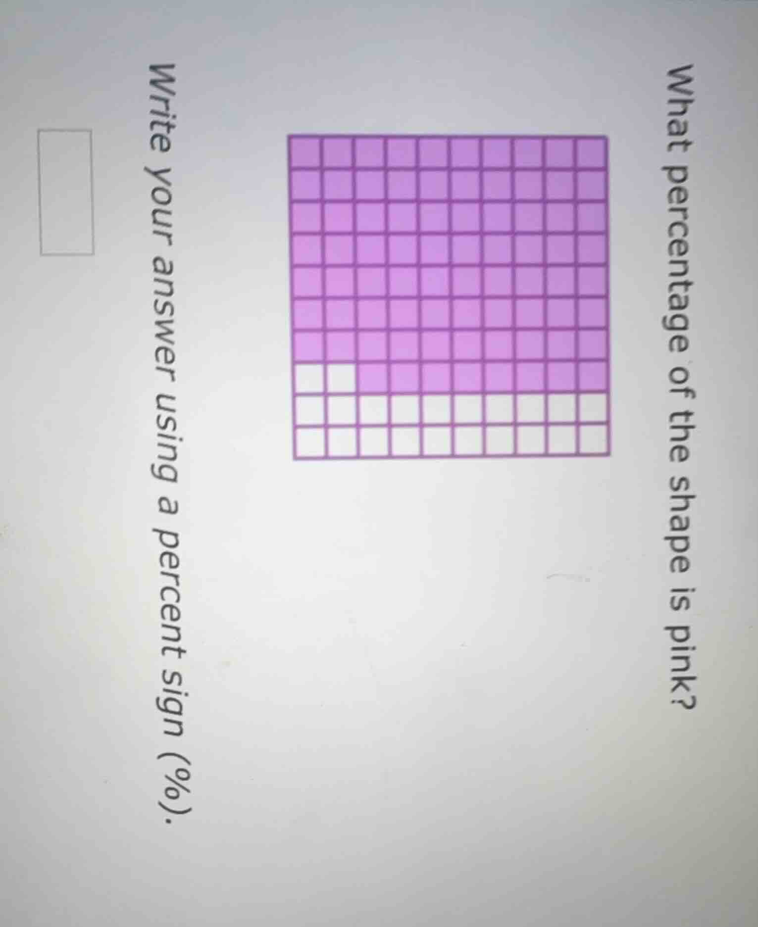what percentage of the shape is pink? write your answer using a percent…