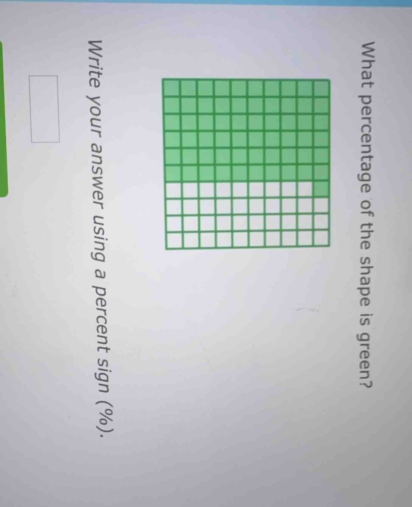 what percentage of the shape is green? write your answer using a percen…