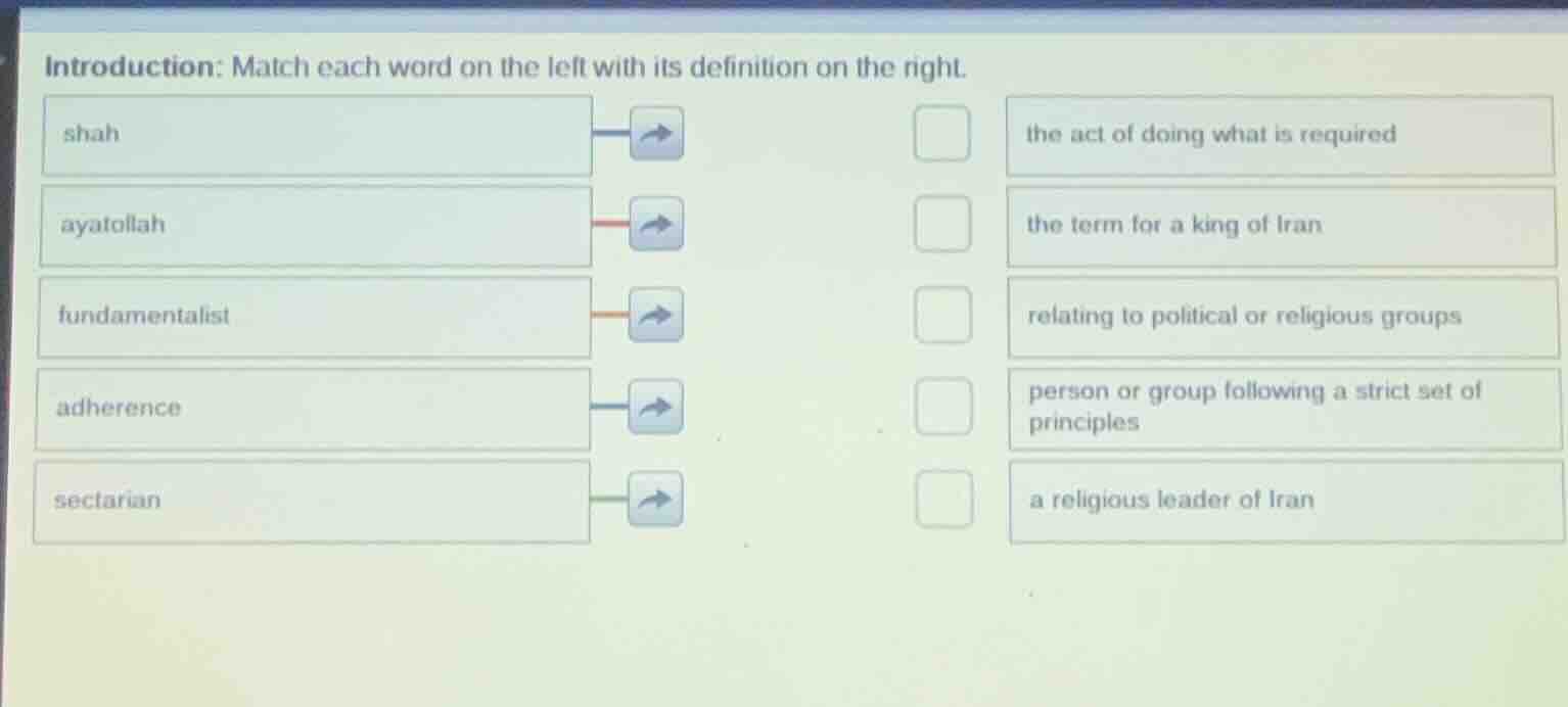 introduction: match each word on the left with its definition on the ri…