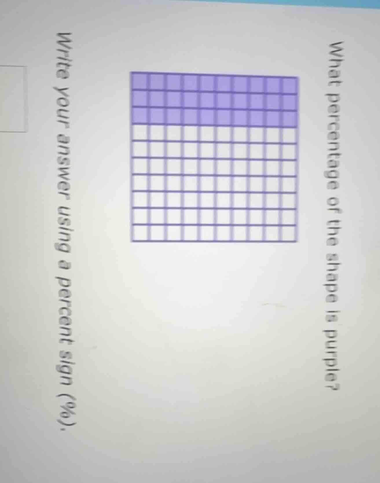 what percentage of the shape is purple? write your answer using a perce…