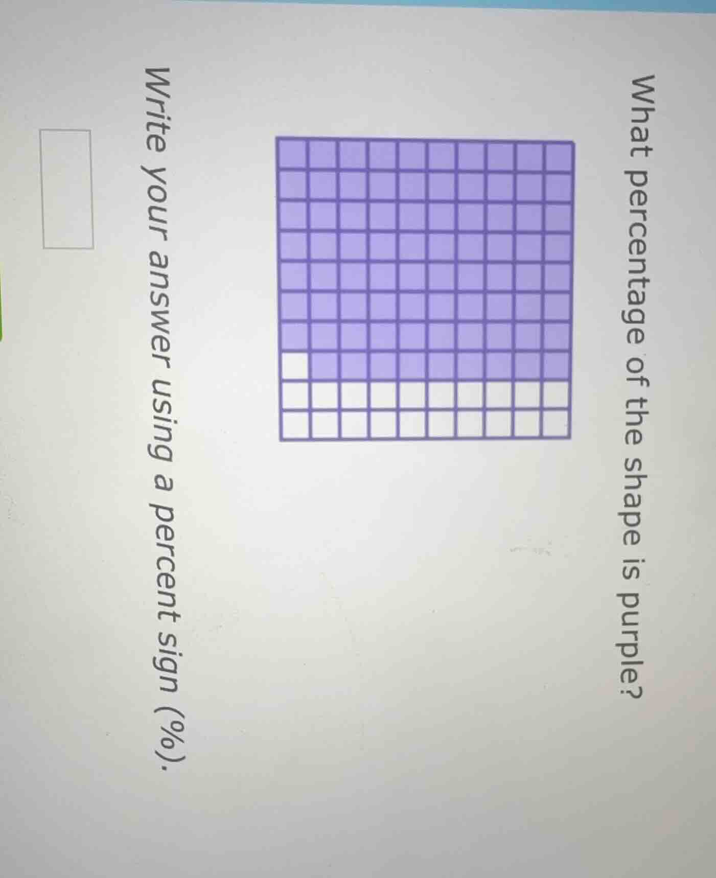 what percentage of the shape is purple? write your answer using a perce…