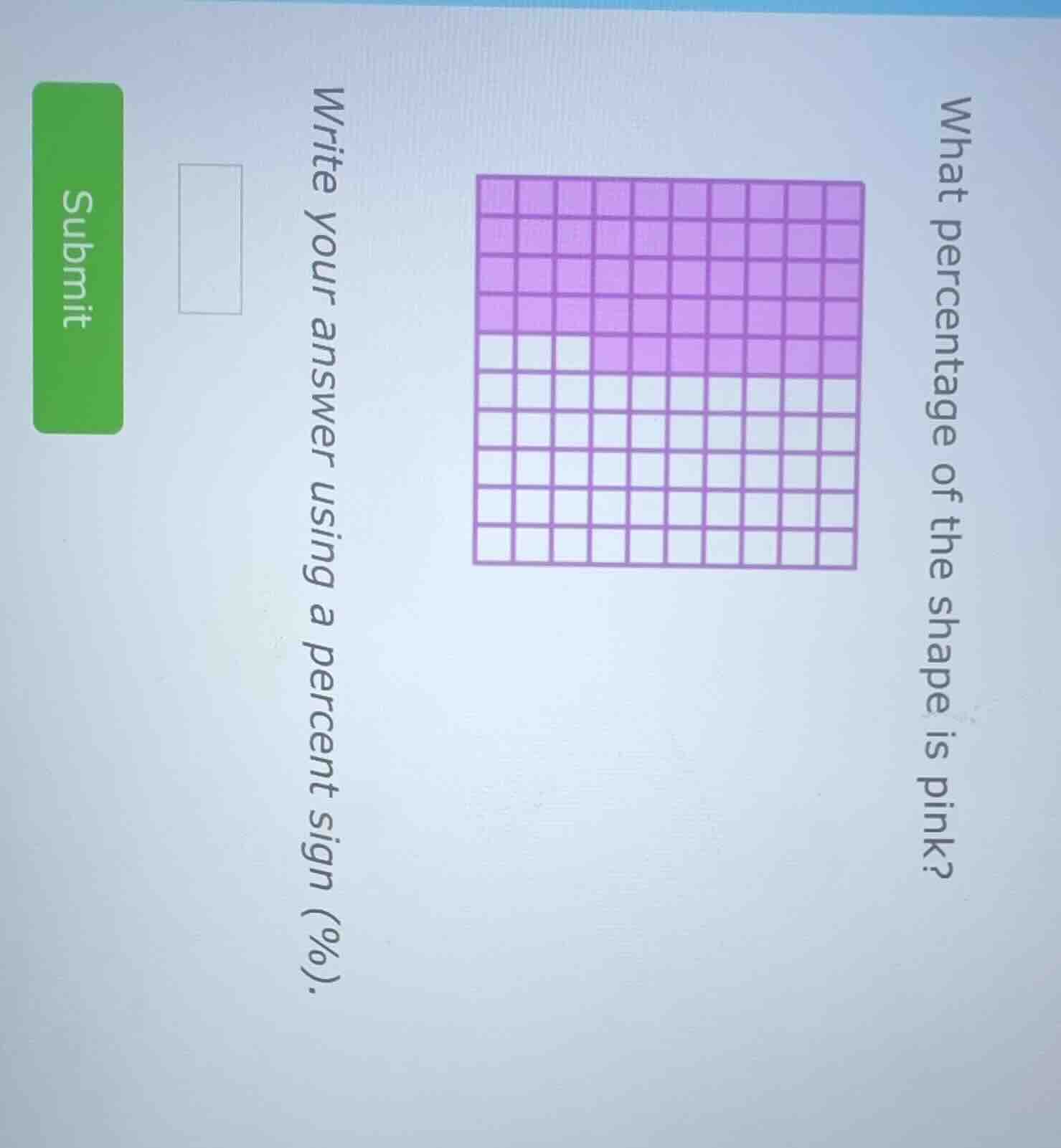 what percentage of the shape is pink? write your answer using a percent…