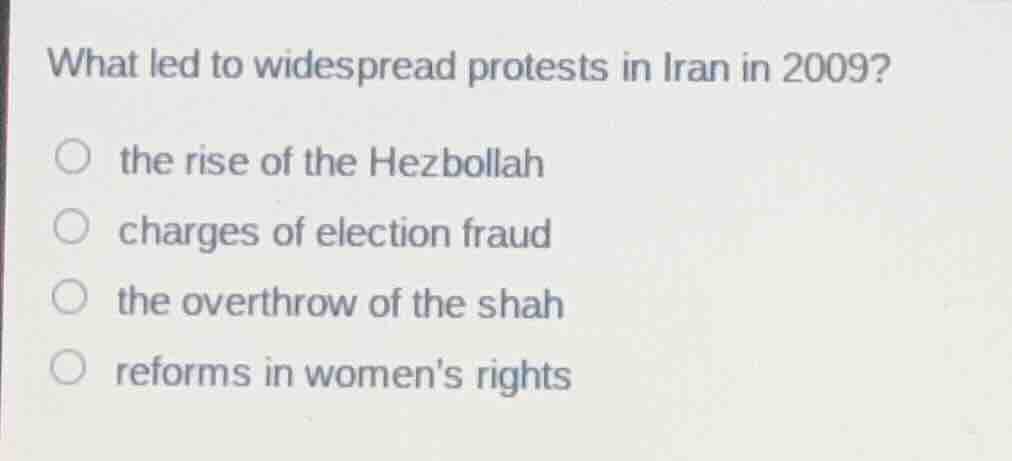 what led to widespread protests in iran in 2009?the rise of the hezboll…