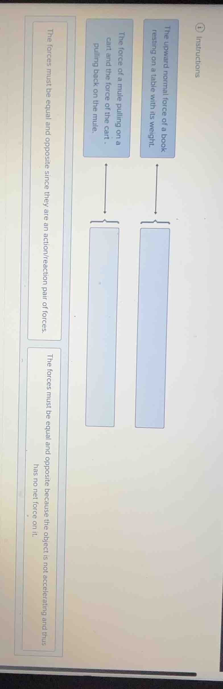 instructions the upward normal force of a book resting on a table with …