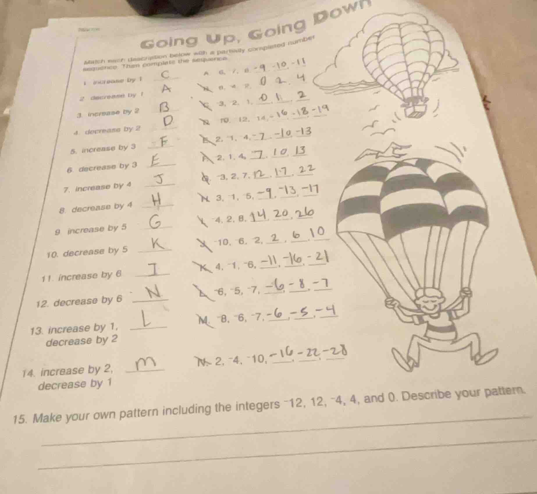 going up, going down match each description below with a partially comp…