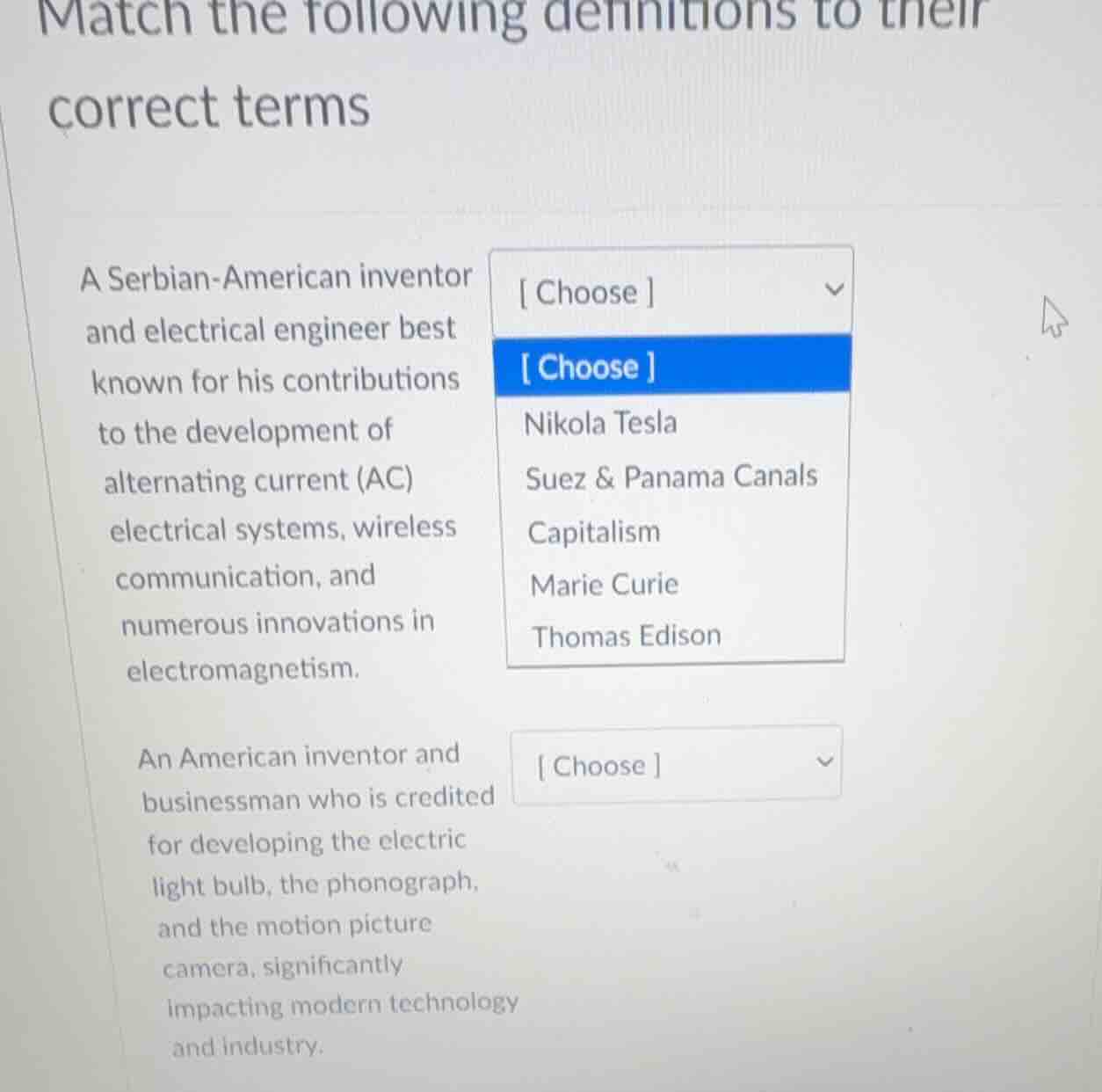 match the following definitions to their correct terms a serbian-americ…
