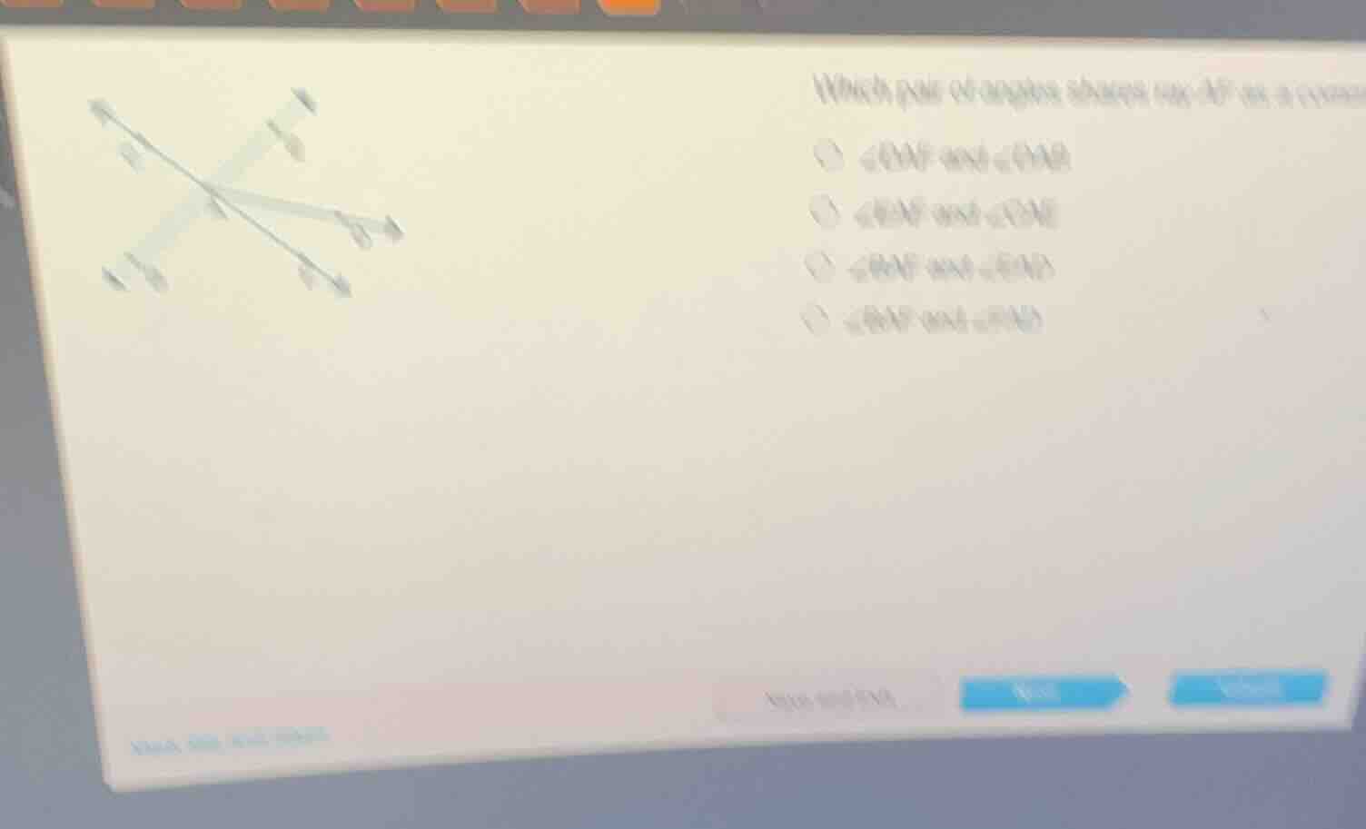 which pair of angles has ray af as a common side?$\\angle eaf$ and $\\a…