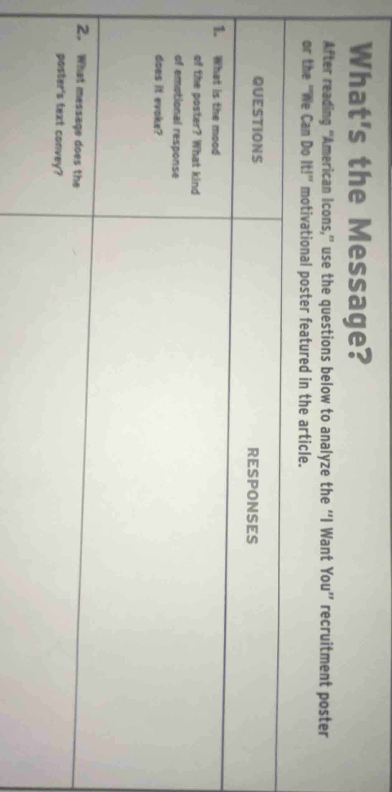 whats the message? after reading \american icons,\ use the questions be…