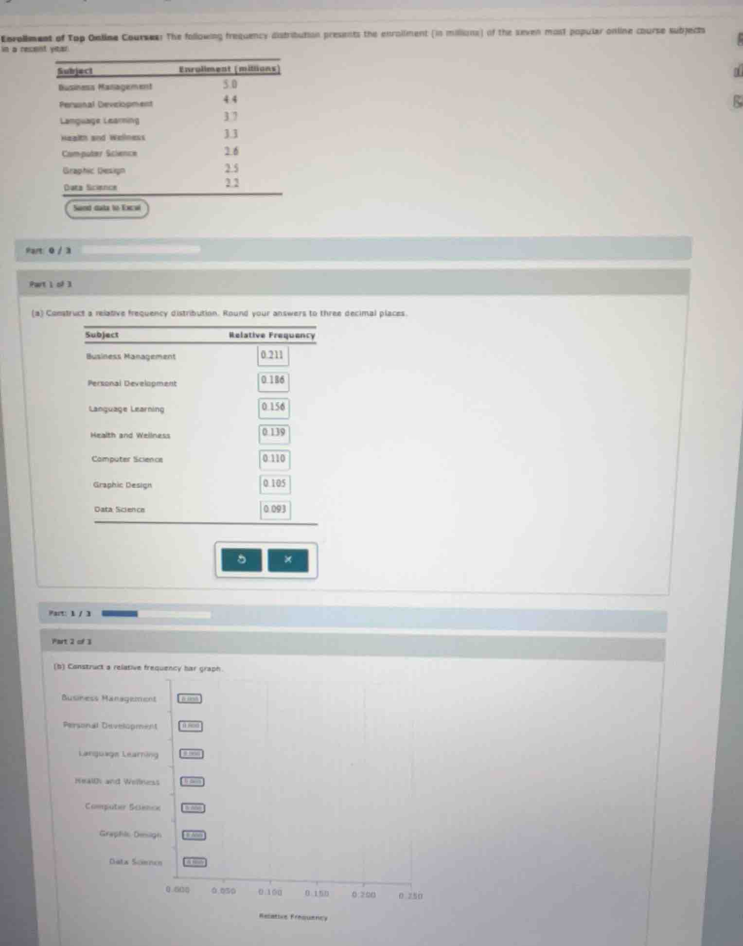 enrollment of top online courses: the following frequency distribution …