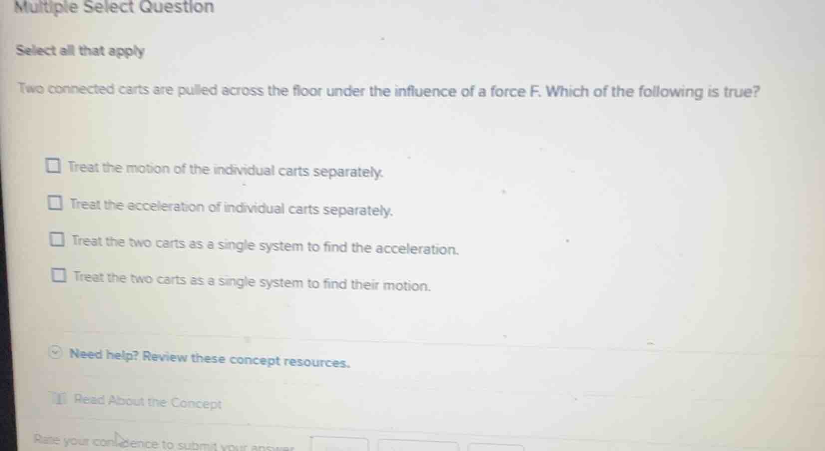 multiple select question select all that apply two connected carts are …