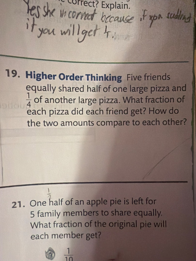 correct? explain. 19. higher order thinking five friends equally shared…