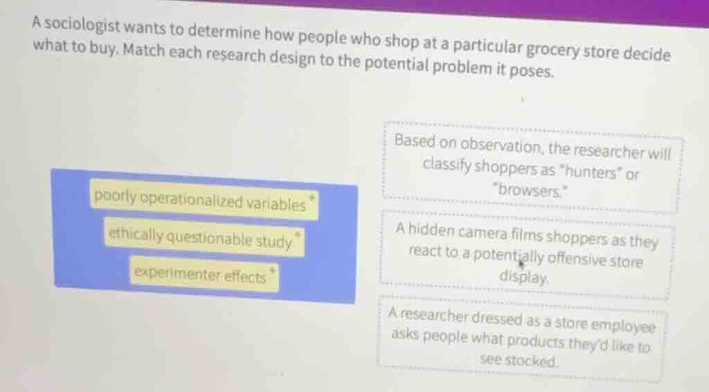 a sociologist wants to determine how people who shop at a particular gr…