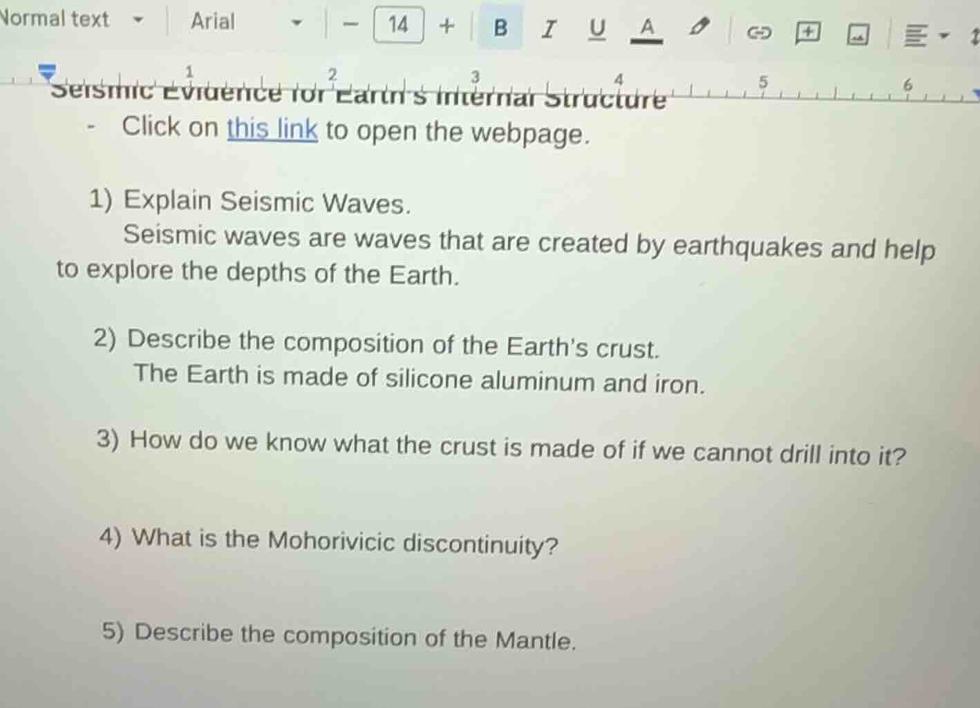 seismic evidence for earths internal structure- click on this link to o…