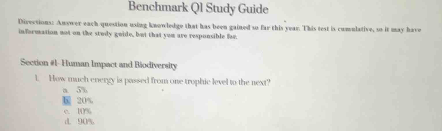 benchmark q1 study guide directions: answer each question using knowled…