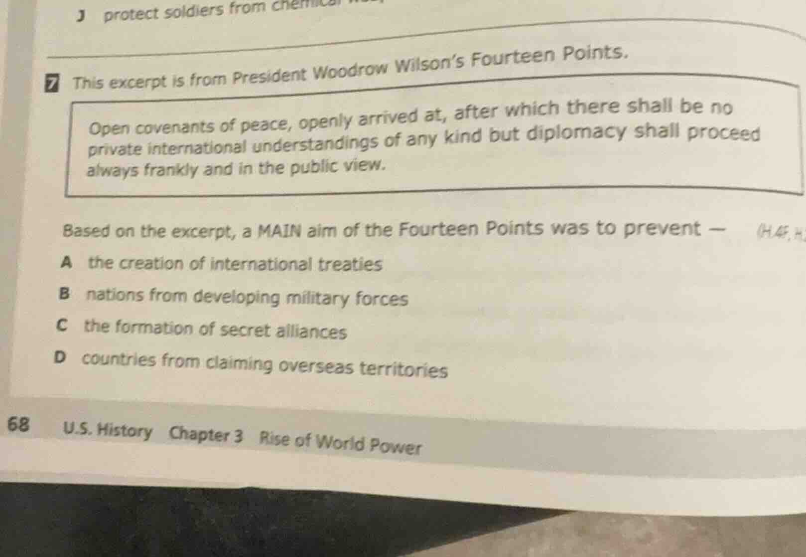 7 this excerpt is from president woodrow wilsons fourteen points. open …