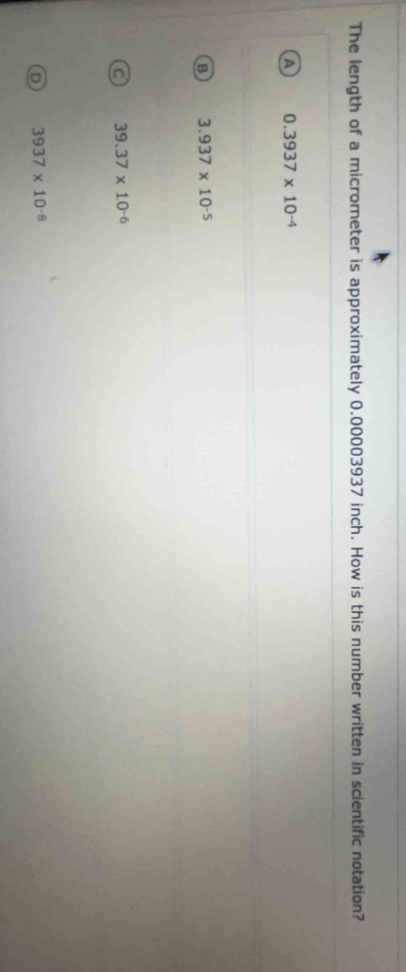 the length of a micrometer is approximately 0.00003937 inch. how is thi…