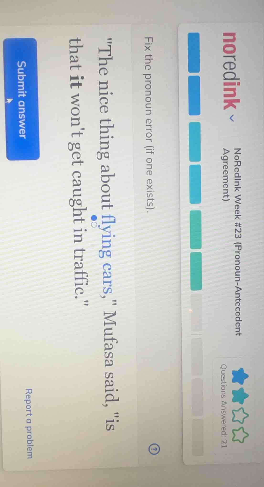 noredinknoredink week #23 (pronoun-antecedent agreement)questions answe…