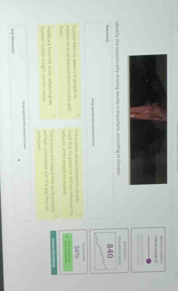 identify the reasons why sharing results is important, according to dun…