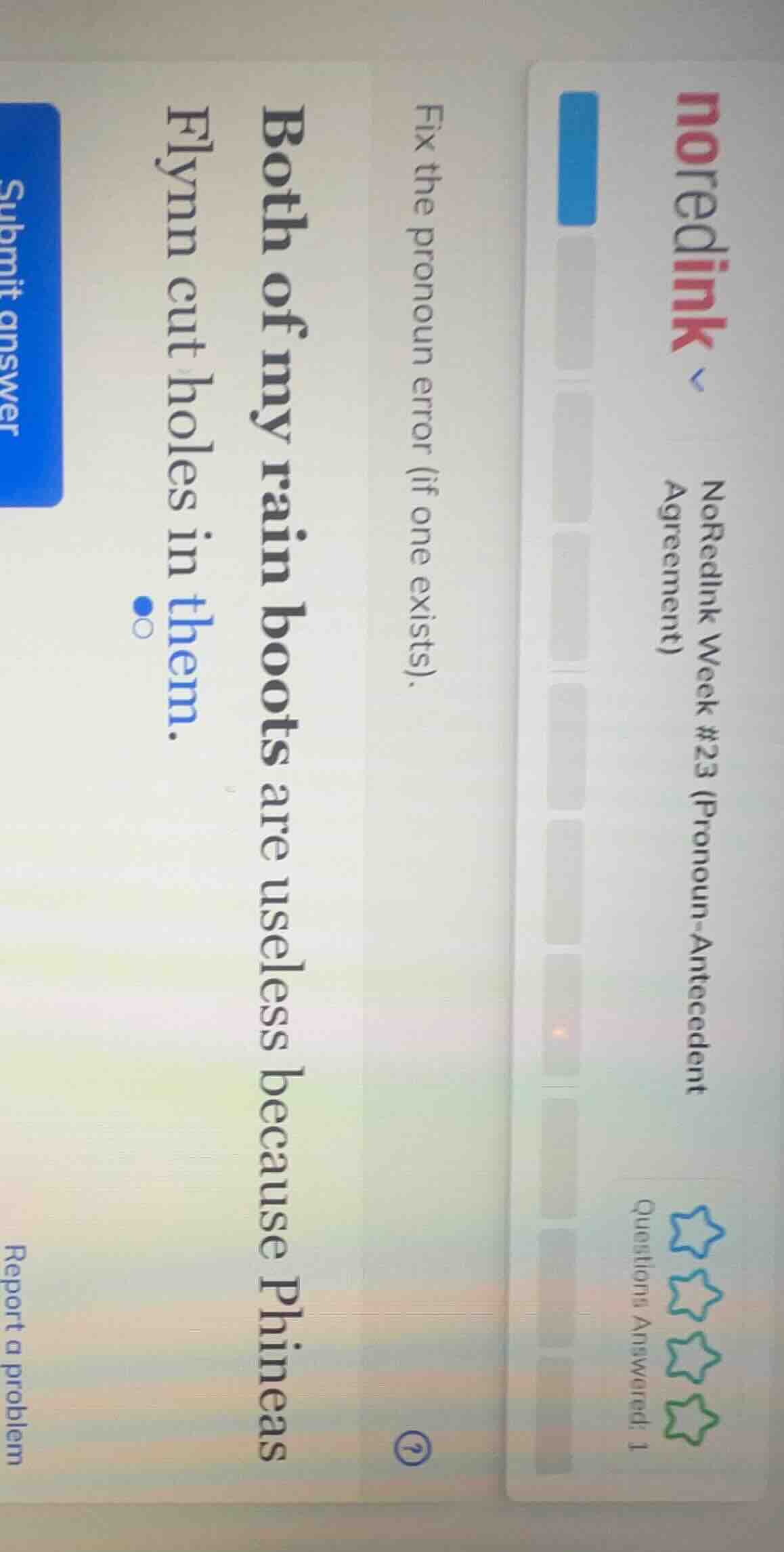 noredinknoredink week #23 (pronoun-antecedent agreement)questions answe…