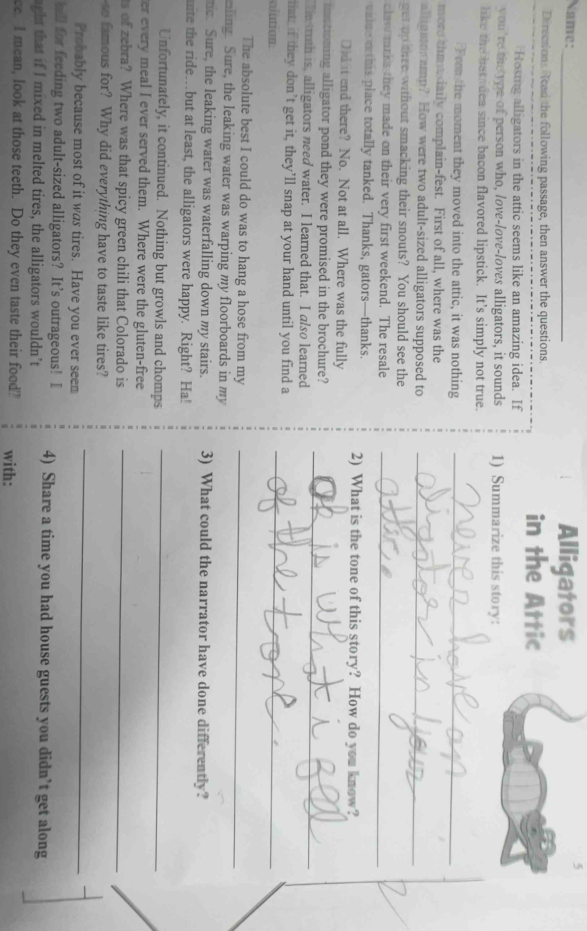 name:directions: read the following passage, then answer the questions.…