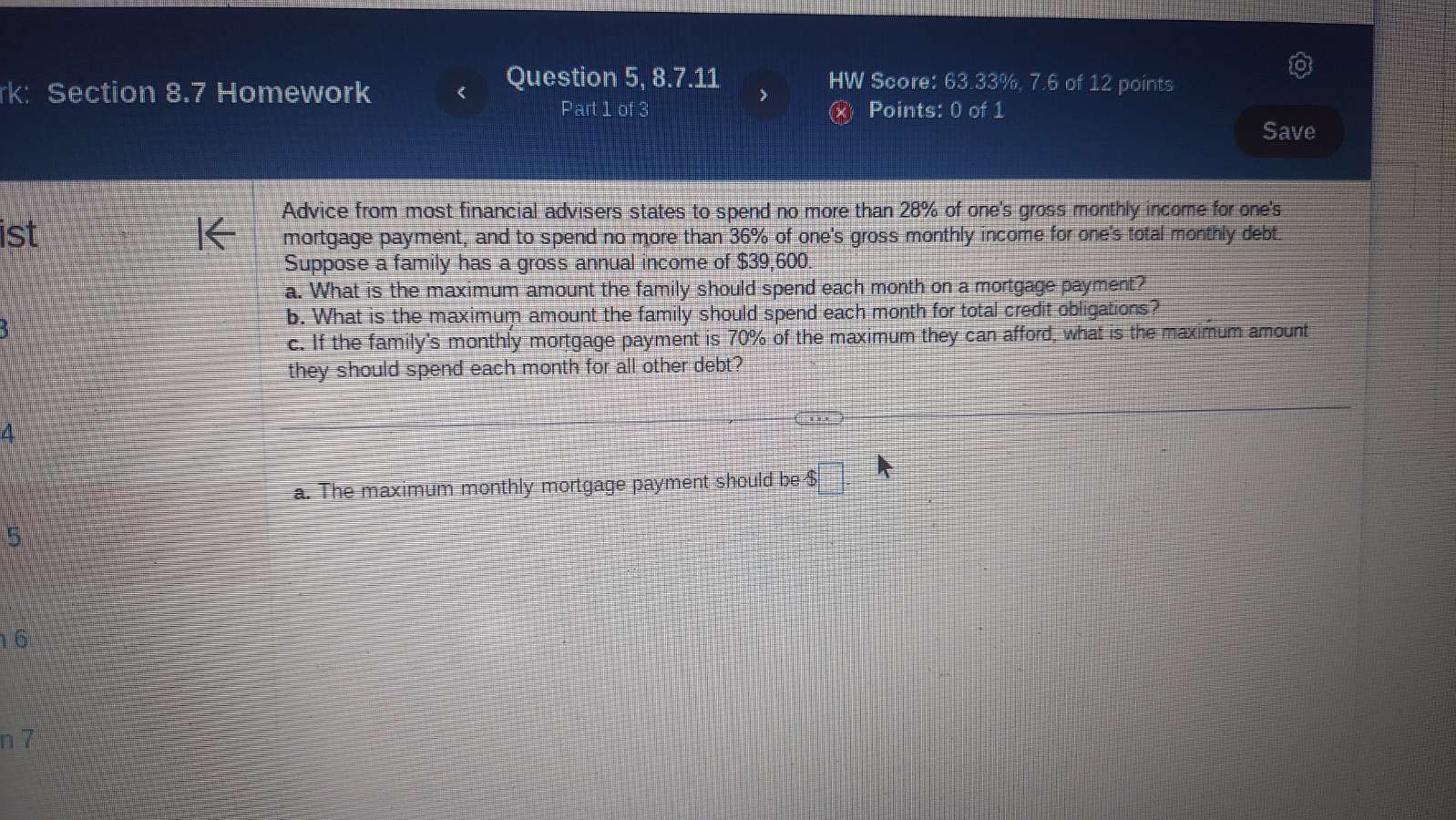 rk: section 8.7 homework question 5, 8.7.11 part 1 of 3 hw score: 63.33…