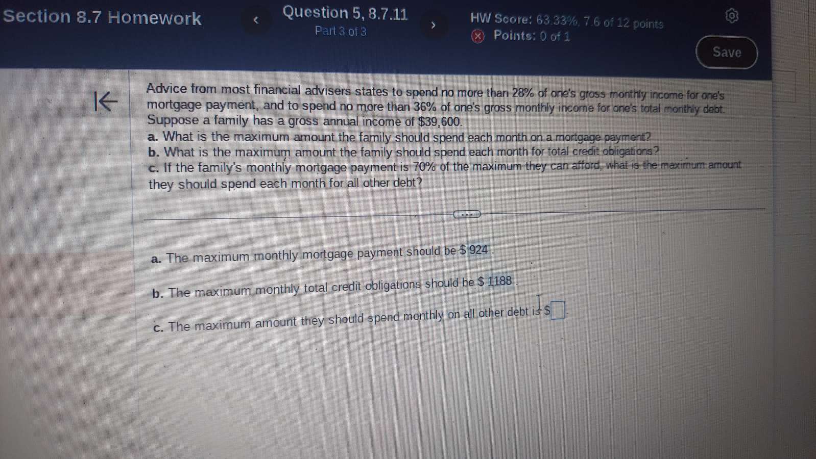 section 8.7 homework question 5, 8.7.11 part 3 of 3 hw score: 63.33%, 7…