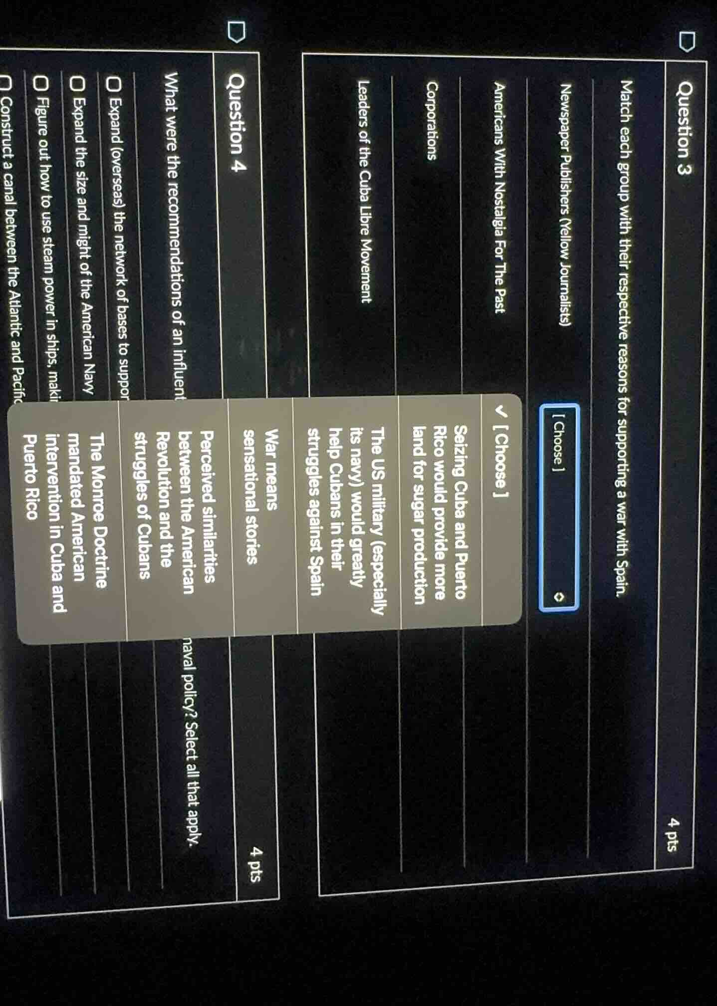 question 3 match each group with their respective reasons for supportin…