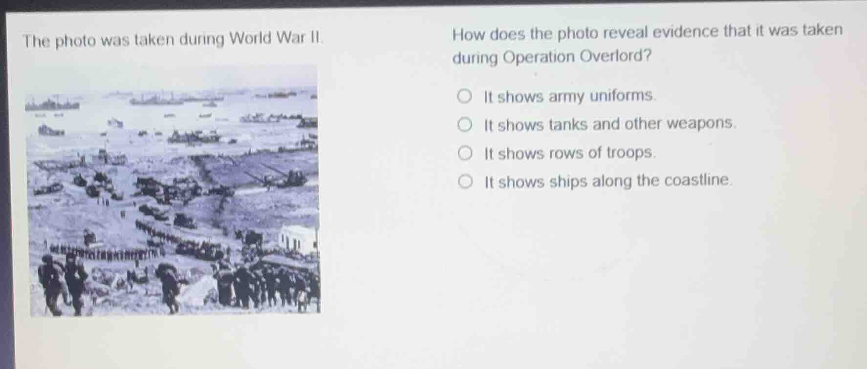 the photo was taken during world war ii. how does the photo reveal evid…