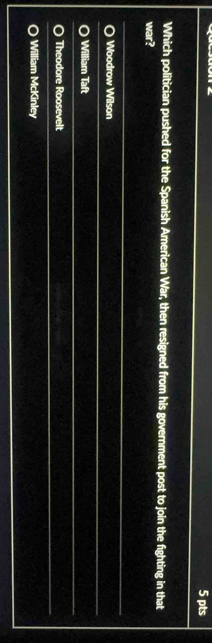 question 2 5 pts which politician pushed for the spanish american war, …