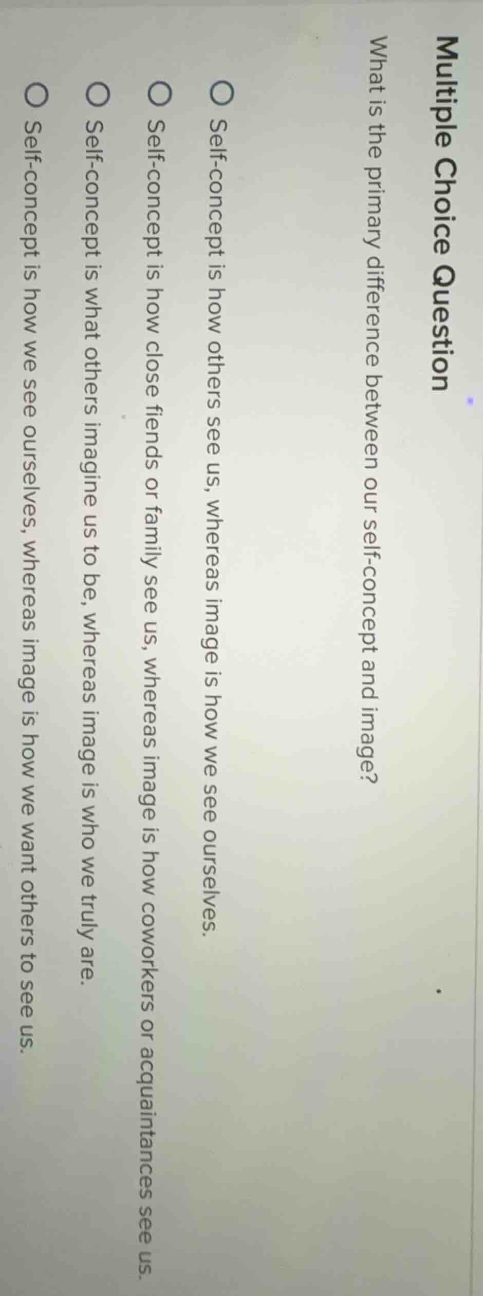 multiple choice question what is the primary difference between our sel…