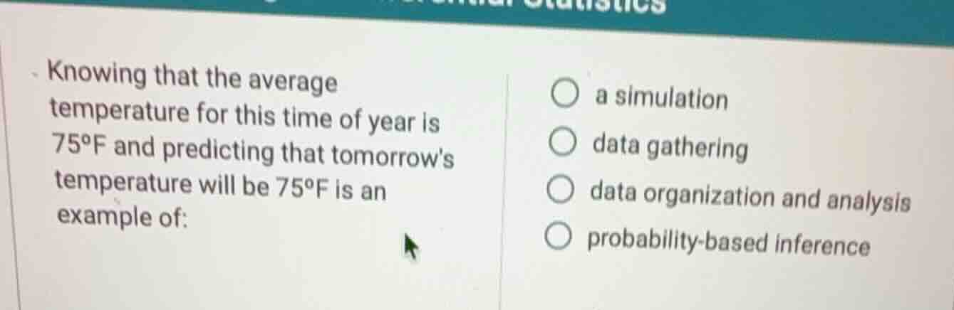 knowing that the average temperature for this time of year is 75°f and …