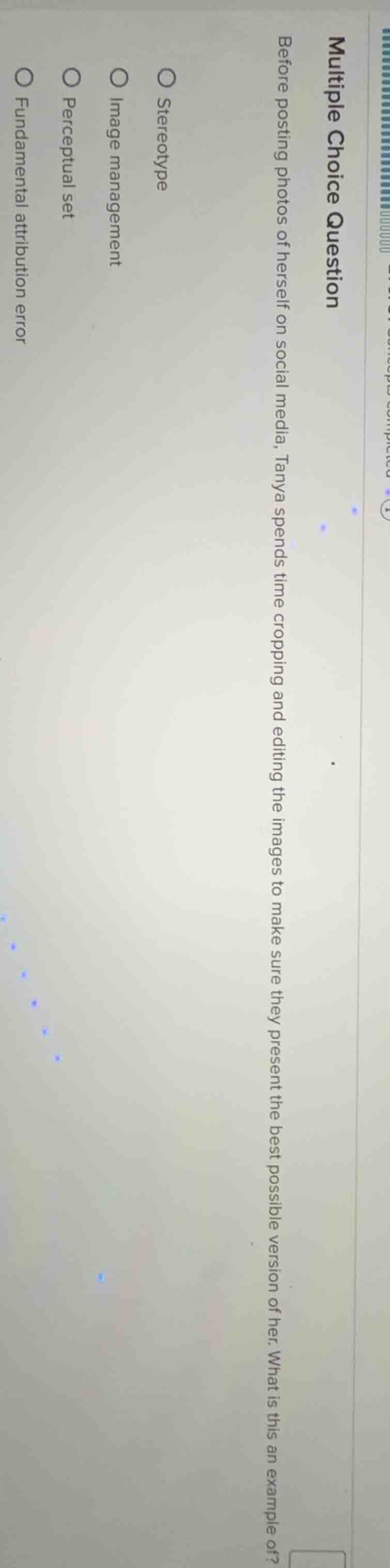 multiple choice question before posting photos of herself on social med…