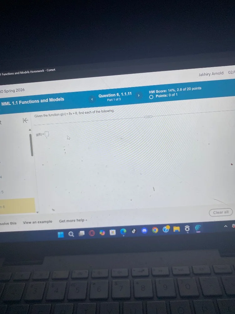 functions and models homework - comet 0 spring 2026 jakhiry arnold 02/ …