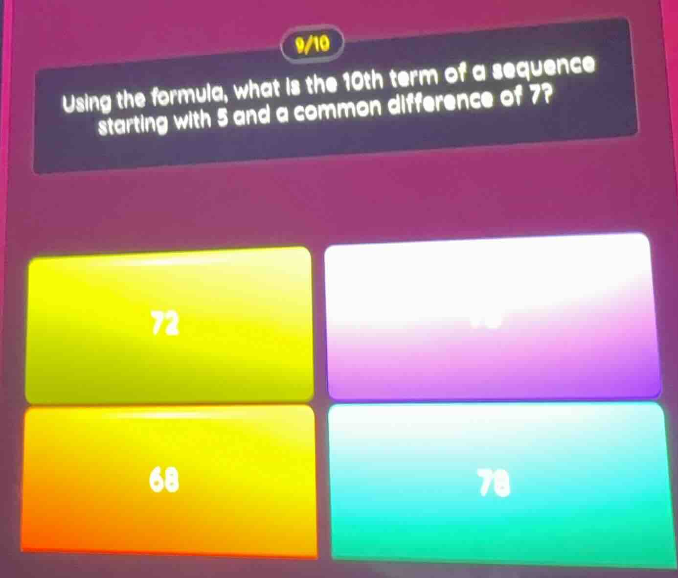 9/10 using the formula, what is the 10th term of a sequence starting wi…