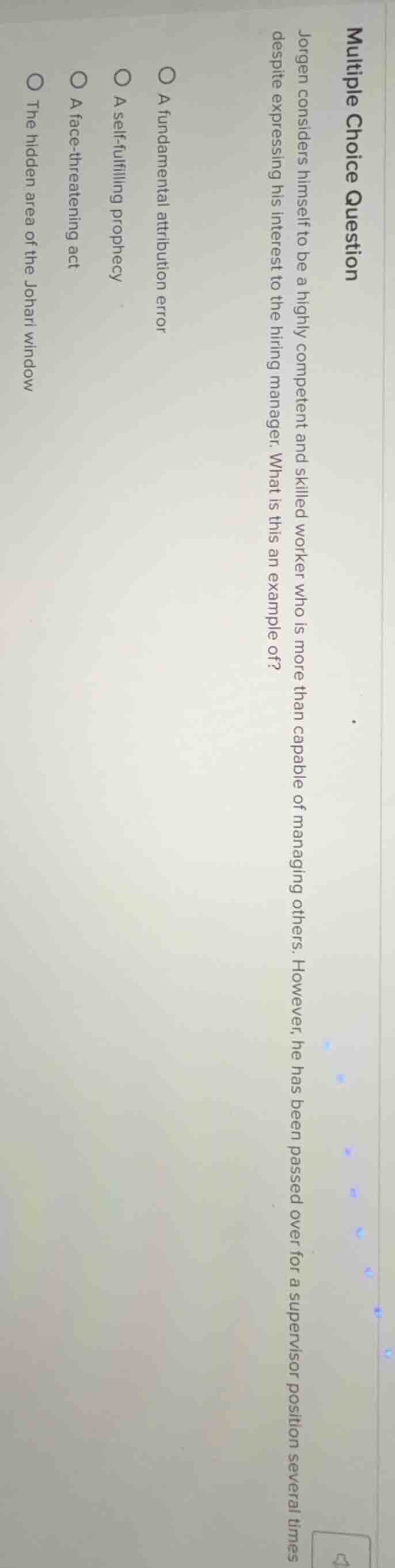 multiple choice question jorgen considers himself to be a highly compet…